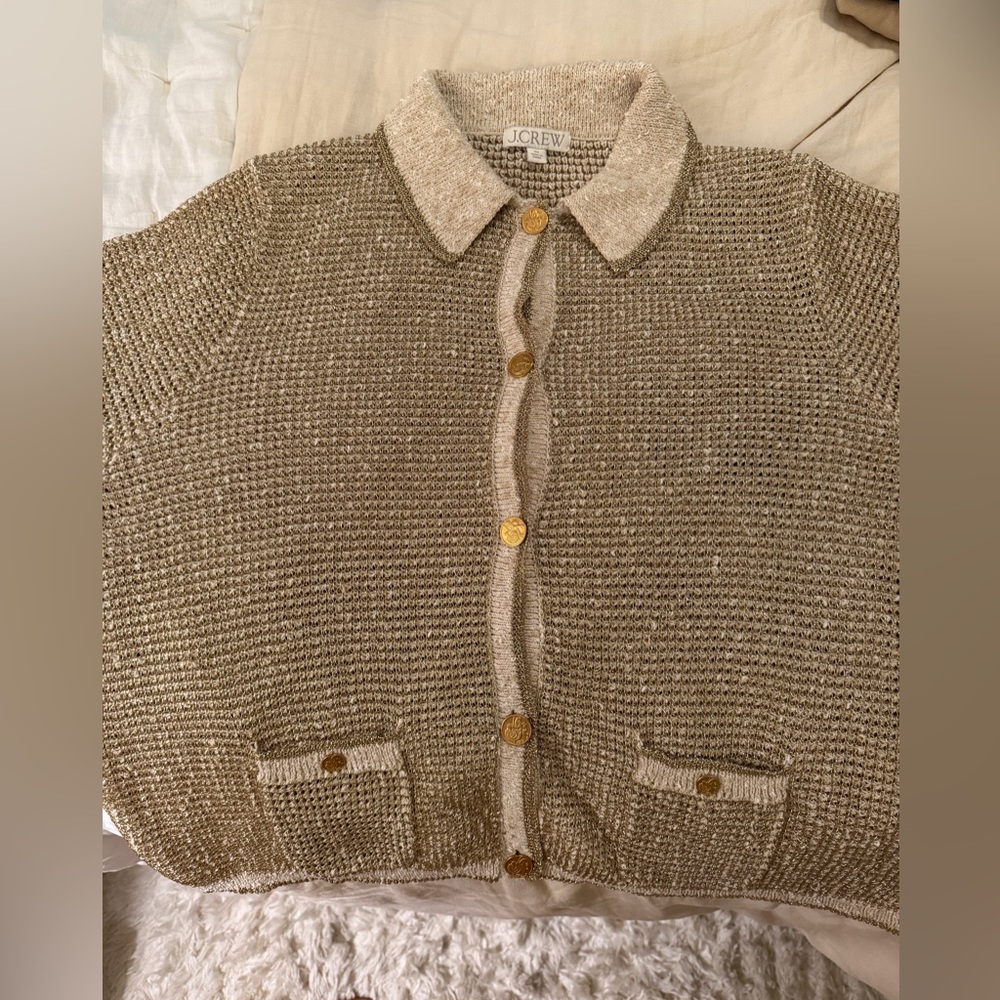 J. Crew Lady Jacket in gold metallic yarn